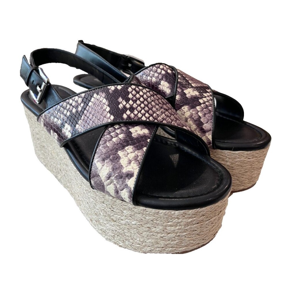 Michael Kors NEW Jodi Mid Wedge Size 9 Leather Snake Espadrille Platform Sandal - Picture 4 of 14